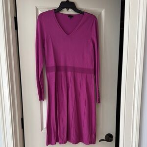 Casual Pink Long Sleeve A-Line Dress